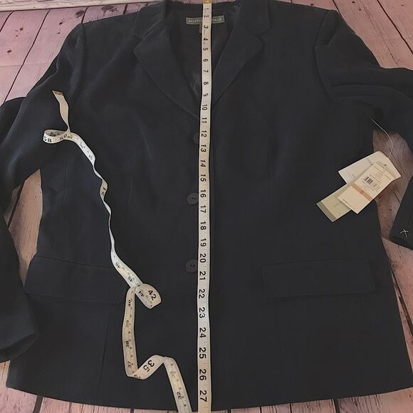 NWT Josephine Chaus Classic Corporate Academia Lined Silk Navy Blazer Size 12 - Picture 7 of 7